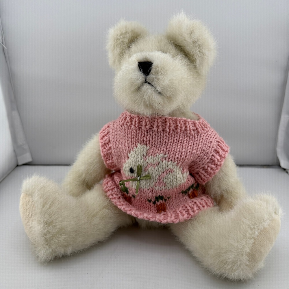 Boyds Bears Libby B Bunster Plush White Pink Sweater 916502 Jointed Bear